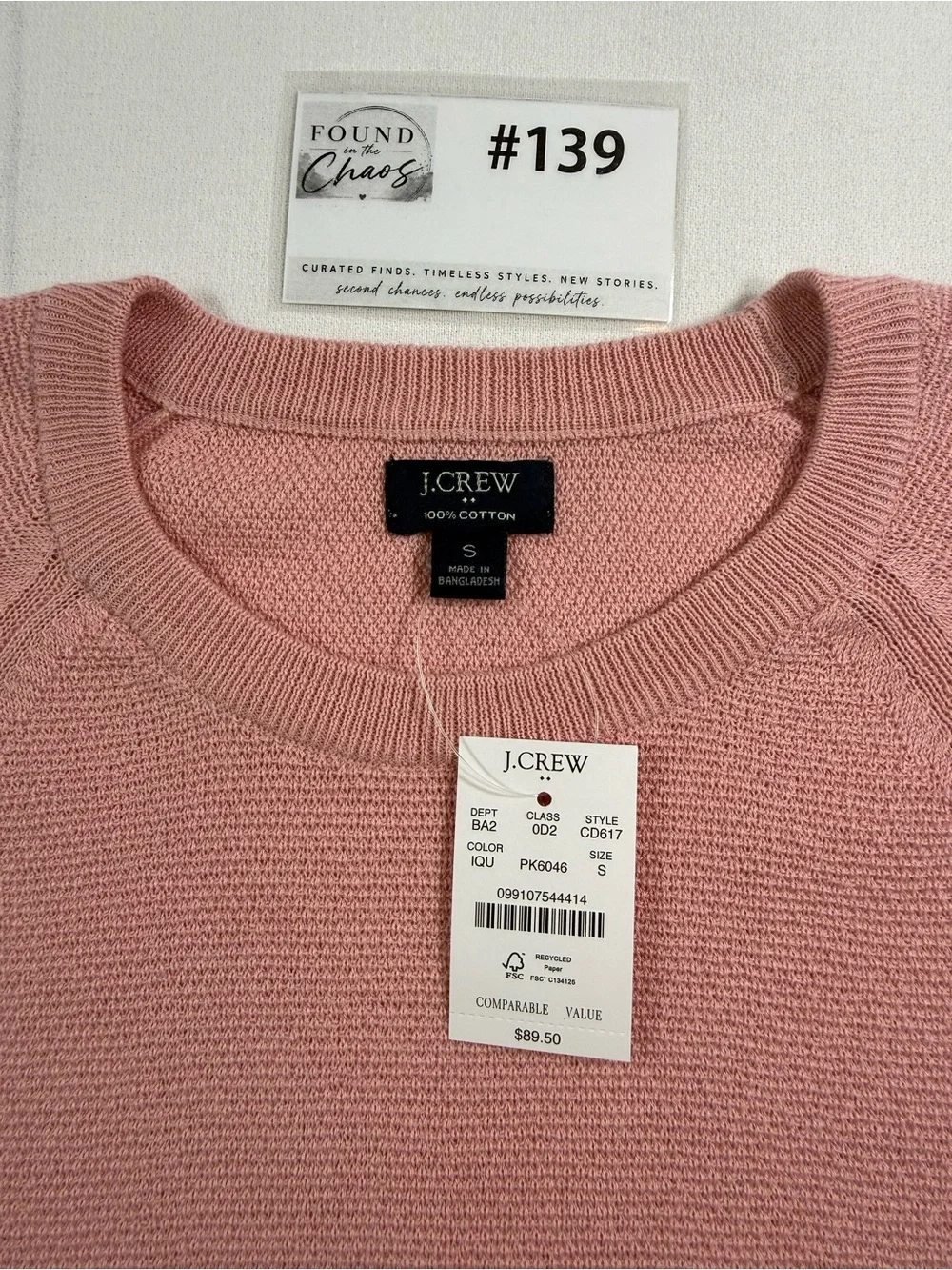 NWT J. Crew Men's Crewneck Sweater in Dusty Rose